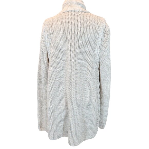 TALBOTS Chunky Cable & Shaker Stitch Open Front Cotton Cardigan Size XL Classic - Picture 2 of 8